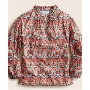 NWOT J. Crew Liberty Scalloped Tie-Neck May Nouveau Print, XS $118 G1